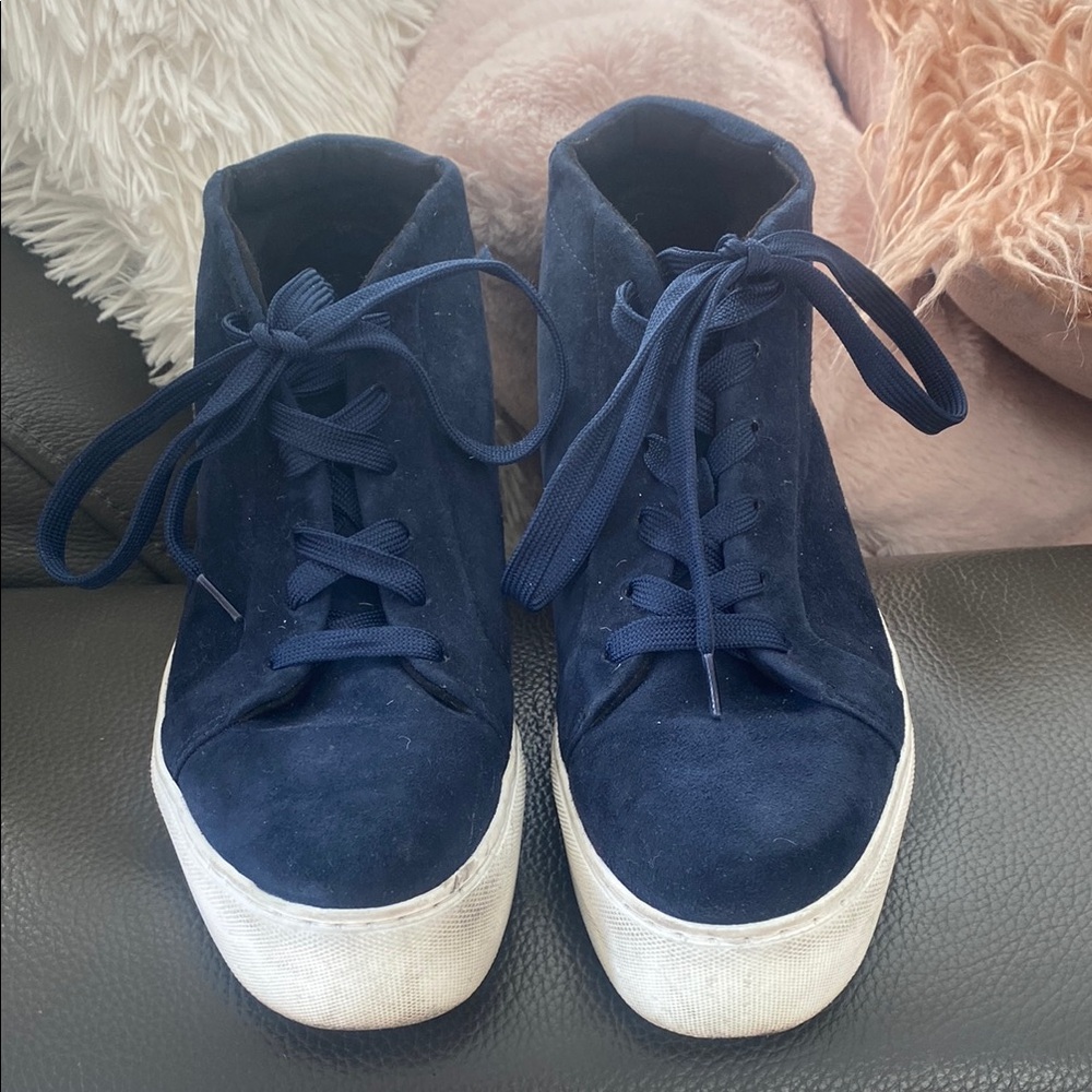 Kenneth Cole Blue and White High-Top Sneakers